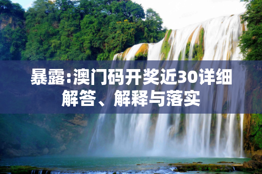 暴露:澳门码开奖近30详细解答、解释与落实