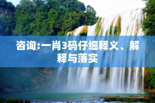 咨询:一肖3码仔细释义、解释与落实