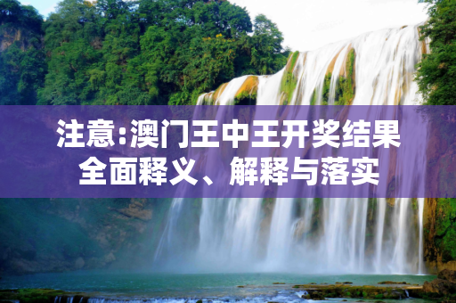 注意:澳门王中王开奖结果全面释义、解释与落实