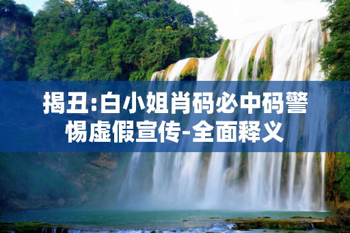 揭丑:白小姐肖码必中码警惕虚假宣传-全面释义