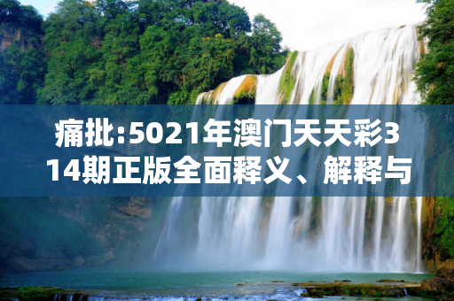 痛批:5021年澳门天天彩314期正版全面释义、解释与落实