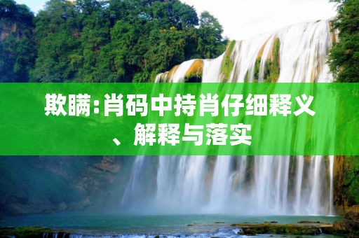 欺瞒:肖码中持肖仔细释义、解释与落实