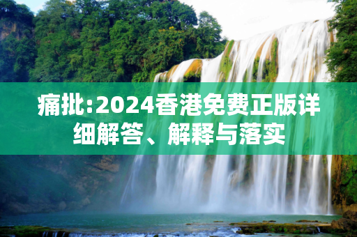 痛批:2024香港免费正版详细解答、解释与落实