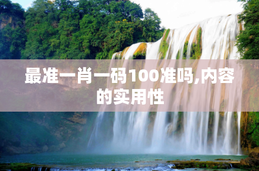 最准一肖一码100准吗,内容的实用性