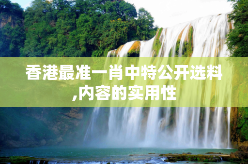 香港最准一肖中特公开选料,内容的实用性