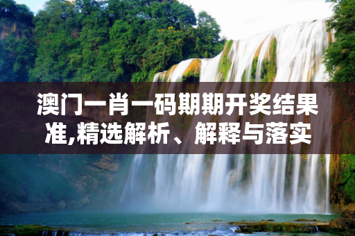 澳门一肖一码期期开奖结果准,精选解析、解释与落实