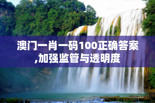 澳门一肖一码100正确答案,加强监管与透明度