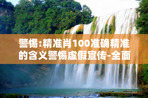 警惕:精准肖100准确精准的含义警惕虚假宣传-全面释义、解释与落实