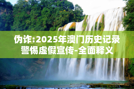伪诈:2025年澳门历史记录警惕虚假宣传-全面释义