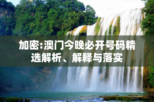 加密:澳门今晚必开号码精选解析、解释与落实