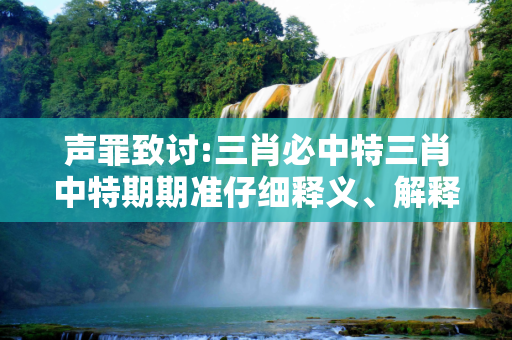 声罪致讨:三肖必中特三肖中特期期准仔细释义、解释与落实
