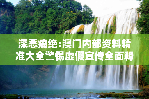 深恶痛绝:澳门内部资料精准大全警惕虚假宣传全面释义