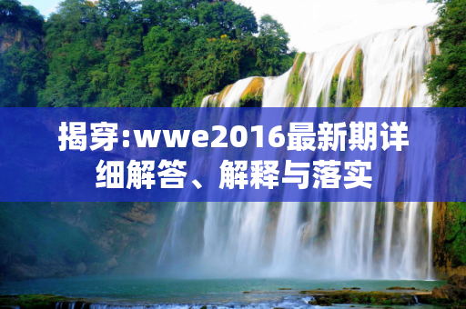 揭穿:wwe2016最新期详细解答、解释与落实