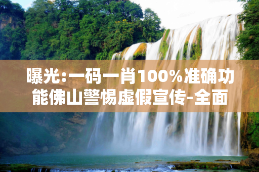 曝光:一码一肖100%准确功能佛山警惕虚假宣传-全面释义