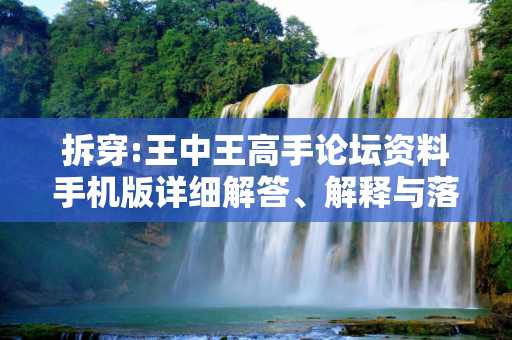 拆穿:王中王高手论坛资料手机版详细解答、解释与落实