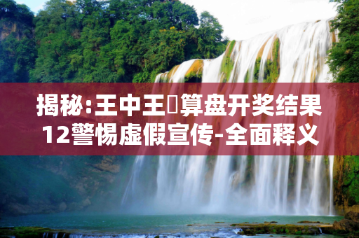 揭秘:王中王鉄算盘开奖结果12警惕虚假宣传-全面释义