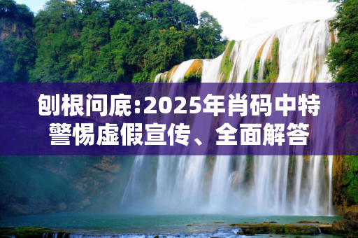 刨根问底:2025年肖码中特警惕虚假宣传、全面解答