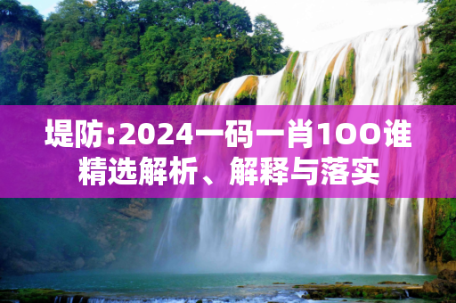 堤防:2024一码一肖1OO谁精选解析、解释与落实