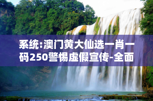 系统:澳门黄大仙选一肖一码250警惕虚假宣传-全面释义、解释与落实