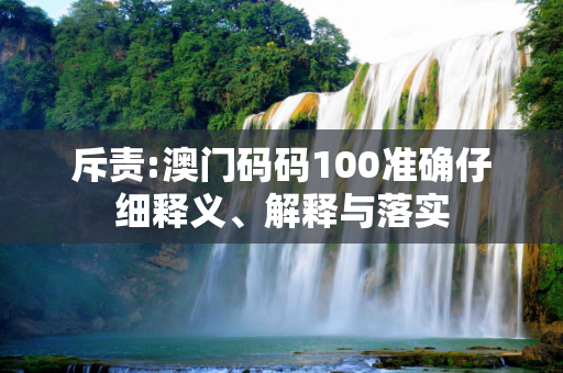 斥责:澳门码码100准确仔细释义、解释与落实
