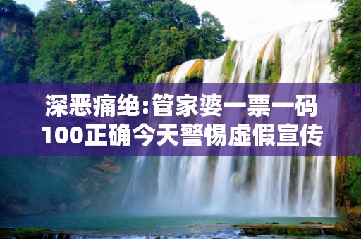 深恶痛绝:管家婆一票一码100正确今天警惕虚假宣传、全面解答与解释