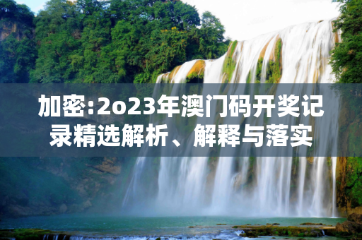 加密:2o23年澳门码开奖记录精选解析、解释与落实