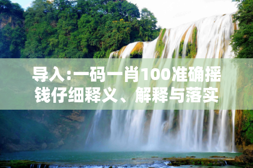 导入:一码一肖100准确摇钱仔细释义、解释与落实
