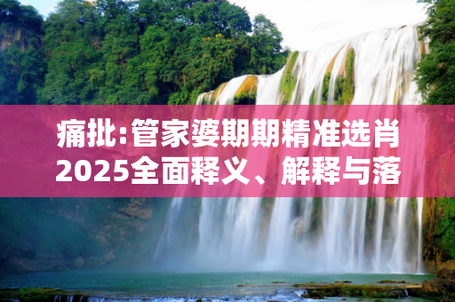 痛批:管家婆期期精准选肖2025全面释义、解释与落实