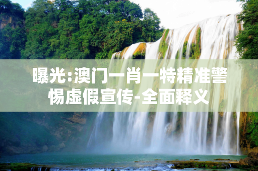 曝光:澳门一肖一特精准警惕虚假宣传-全面释义