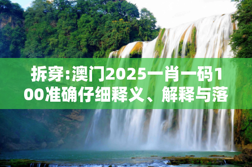 拆穿:澳门2025一肖一码100准确仔细释义、解释与落实