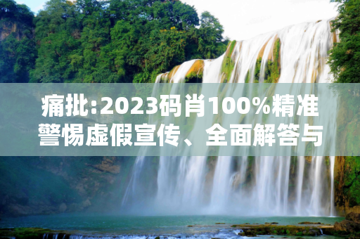 痛批:2023码肖100%精准警惕虚假宣传、全面解答与解释