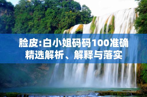 脸皮:白小姐码码100准确精选解析、解释与落实