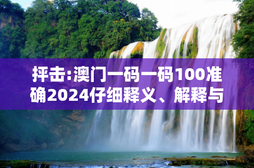 抨击:澳门一码一码100准确2024仔细释义、解释与落实