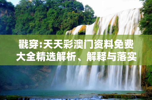 戳穿:天天彩澳门资料免费大全精选解析、解释与落实