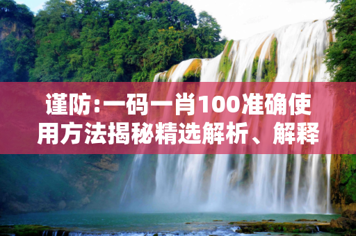 谨防:一码一肖100准确使用方法揭秘精选解析、解释与落实