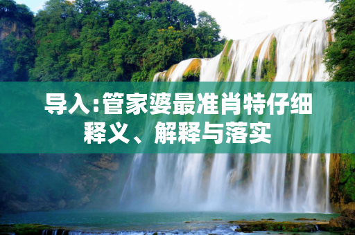 导入:管家婆最准肖特仔细释义、解释与落实
