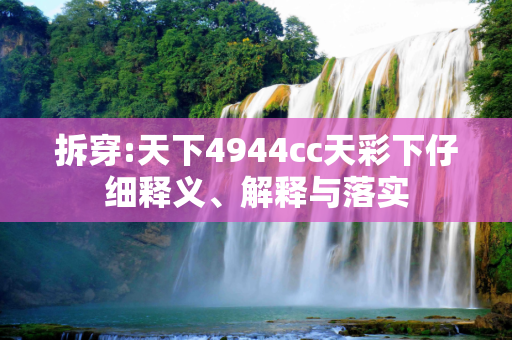 拆穿:天下4944cc天彩下仔细释义、解释与落实