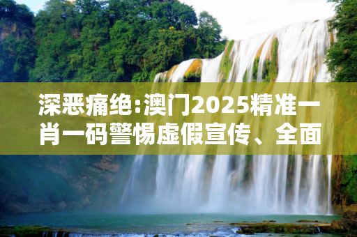 深恶痛绝:澳门2025精准一肖一码警惕虚假宣传、全面解答与解释