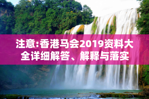 注意:香港马会2019资料大全详细解答、解释与落实